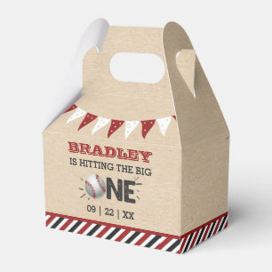 Hitting The Big One Baseball 1st Birthday Favor Box