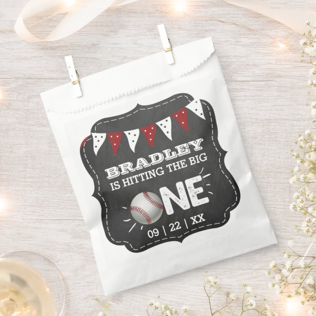Hitting The Big One | Baseball 1st Birthday Favour Bag (Clipped)