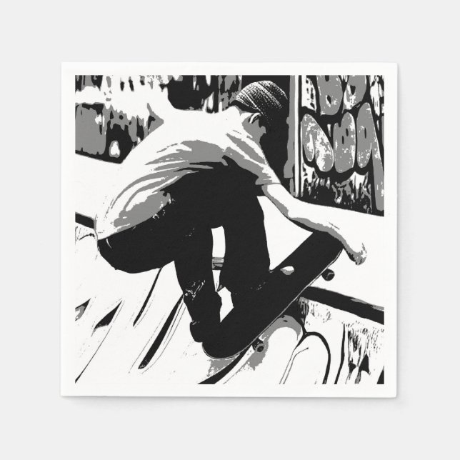 Hitting the Ramp - Skateboarder Napkin (Front)