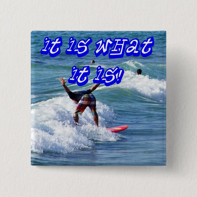 Hitting the waves_Button 2 Inch Square Button (Front)