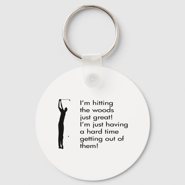 Hitting The Woods Golf Design Keychain (Front)