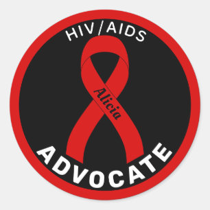 HIV/AIDS Advocate Ribbon Black Round Sticker