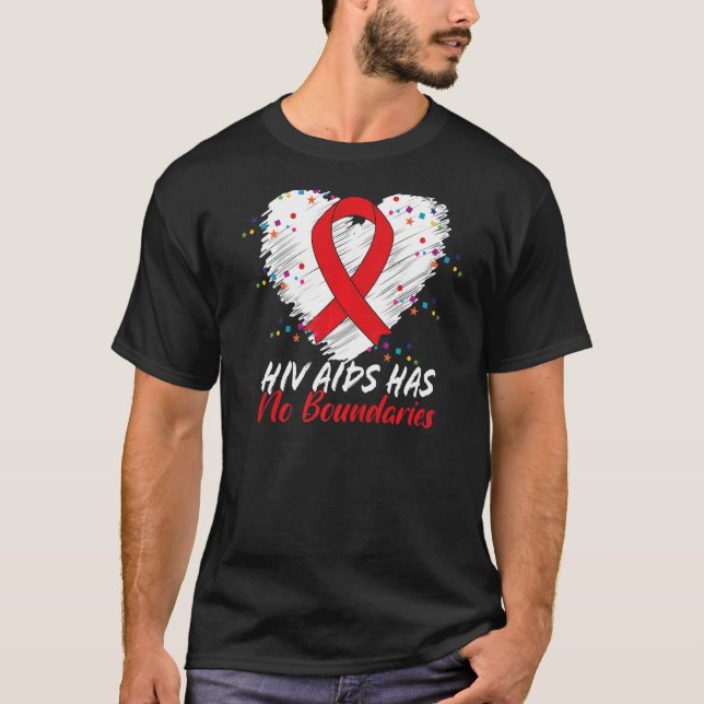 Hiv aids has no boundaries red tape support  T-Shirt (Front)