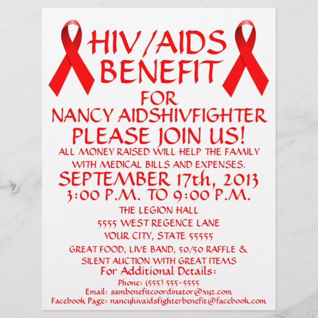 HIV AIDS Red Ribbon Benefit Flyer (Front)
