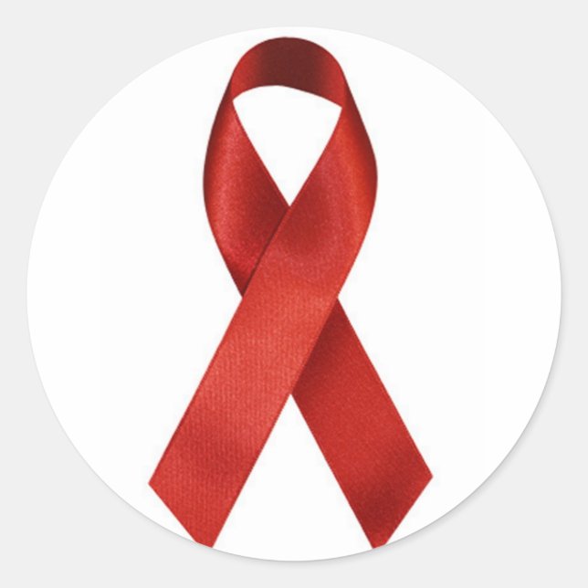 HIV/AIDS Red Ribbon Classic Round Sticker (Front)