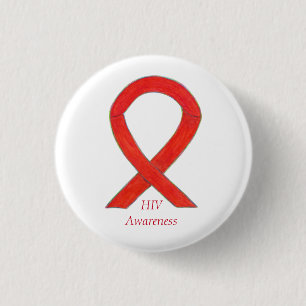 HIV Awareness Ribbon Custom Art Pin