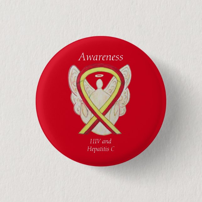 HIV - Hepatitis C Awareness Angel HCV Ribbon Pins (Front)