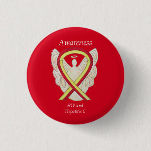 HIV - Hepatitis C Awareness Angel HCV Ribbon Pins