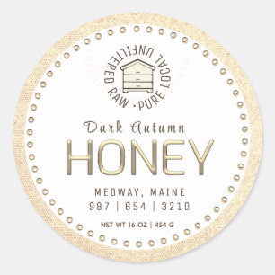 Hive Honey Gold 3D Text Raw Local Beehive  Classic Round Sticker