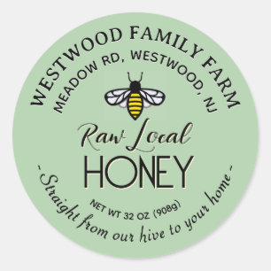 Hive to Home Honey Label with Bee Green