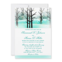 Hiver Aqua Bois Arbres Mariages Invitations