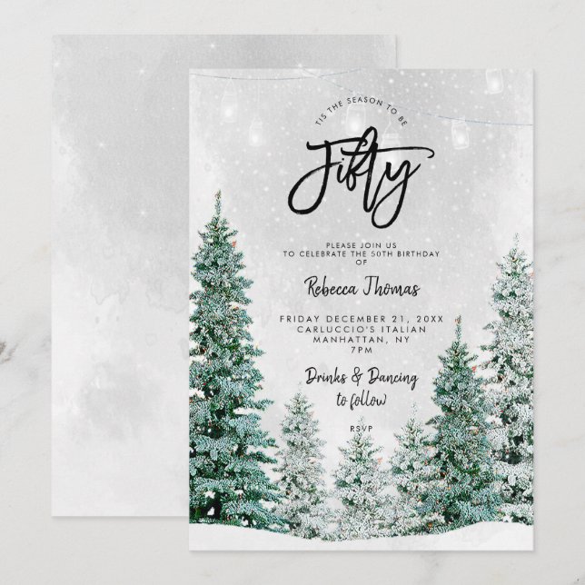 hiver arbres 50e anniversaire invitation (Devant / Derrière)