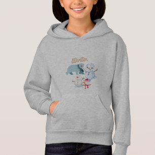 "Hiver avec sweat à capuche pingouins et ours"