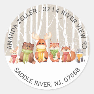 Hiver Baby shower des animaux de bois Étiquette de