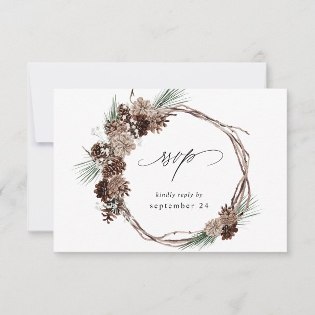 Hiver Blanc Floral & Pin w Repas RSVP 2 (Devant)