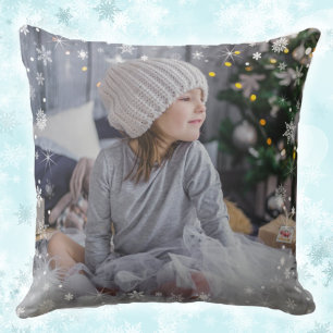 Hiver Blanc moderne Flocon de neige Coussin photo