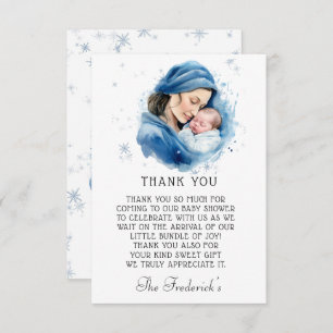 Hiver Bleu Mère et Baby shower enfant Merci