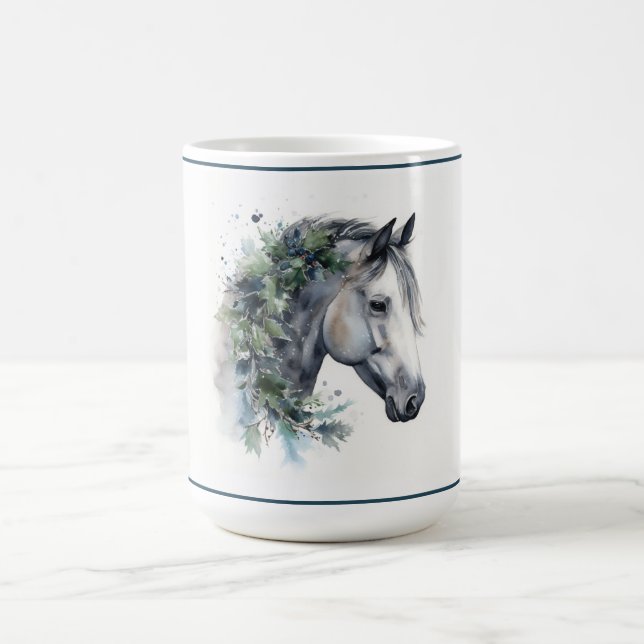 Hiver Bliss Aquarelle Cheval Mug (Centre)