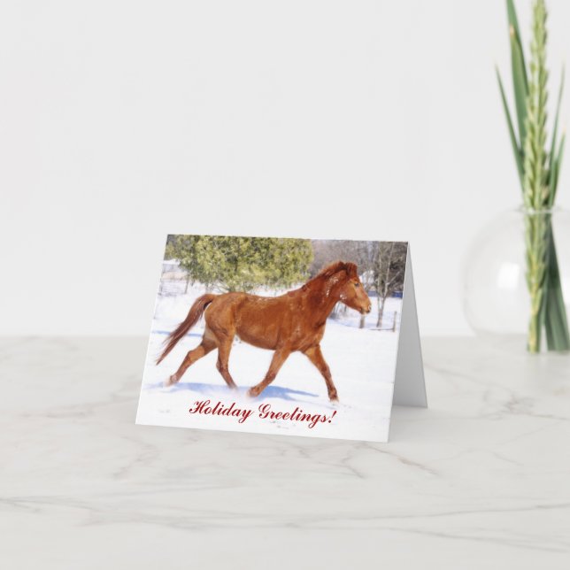 Hiver Blizzard Horse Carte de voeux Noël (Devant)