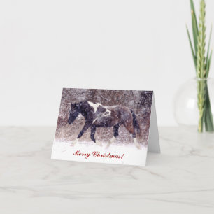 Hiver Blizzard Horse Carte de voeux Noël