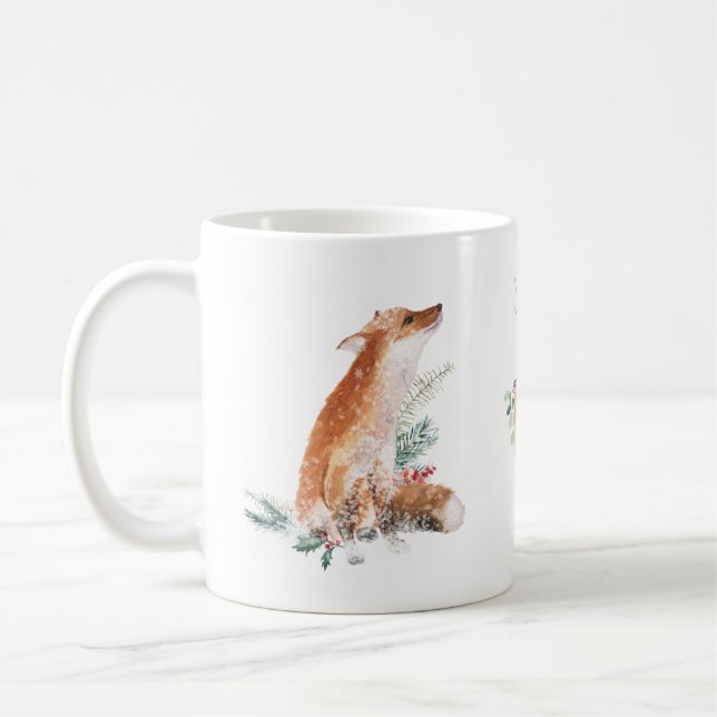 Hiver Bois Animal Fox Deer Hare Mug (Gauche)
