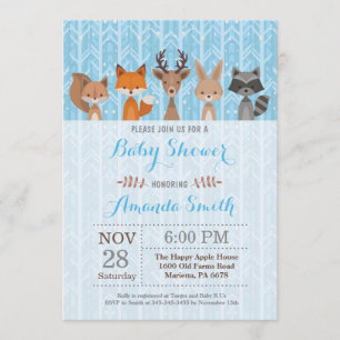 Hiver Bois Animaux Baby shower Invitation
