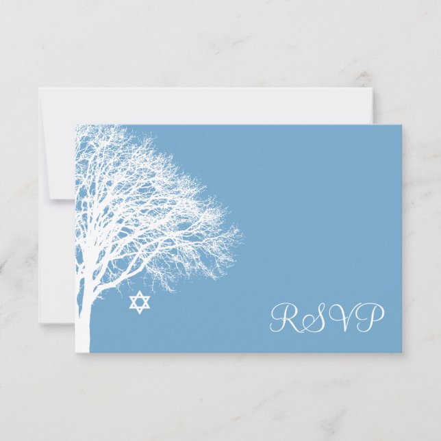 Hiver Chêne Bleu Blanc Bat mitzvah RSVP (Devant)