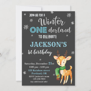 Hiver Conederland 1er anniversaire invitation Deer