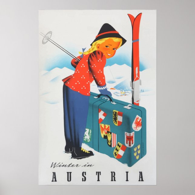 Hiver en Autriche Poster vintage (Devant)