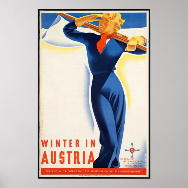 Hiver en Autriche - Poster Vintage voyage (Devant)