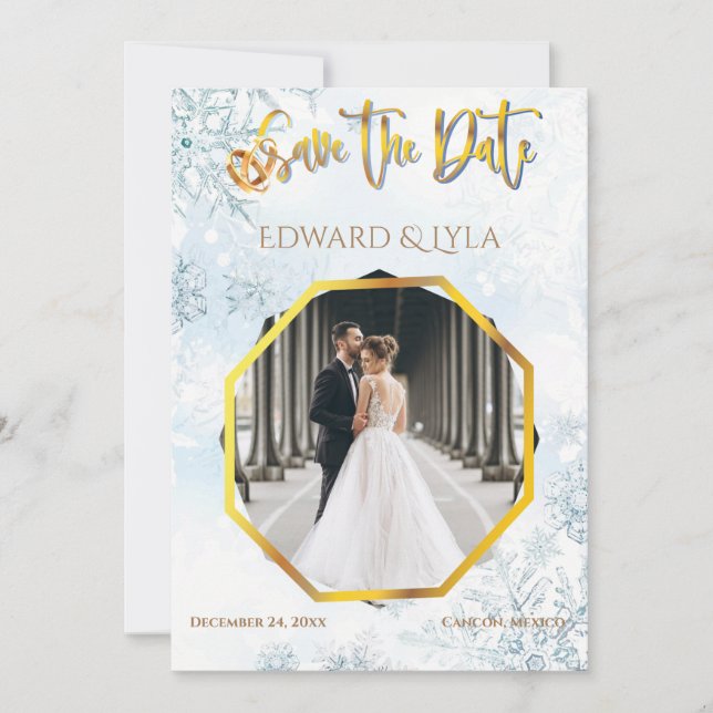 Hiver Enregistrer la date Faire-part de mariage ph (Devant)