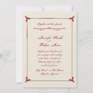 Hiver Faire-part de mariage blanche et rouge à sou