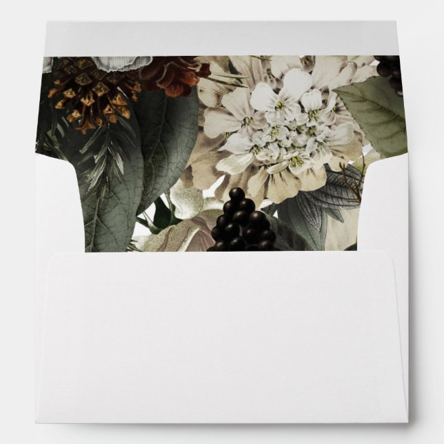 hiver fleurs Noël vacances enveloppes doublées (Dos (Bas))
