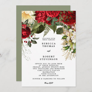 hiver floral faire-part de mariage moderne