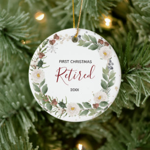 Hiver Floral Retraité Premier Ornement de Noël