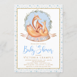 Hiver Fox Boy Automne Hiver Invitations de douche 