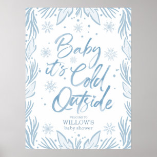 Hiver Frost Snowflake Baby shower Accueil Poster
