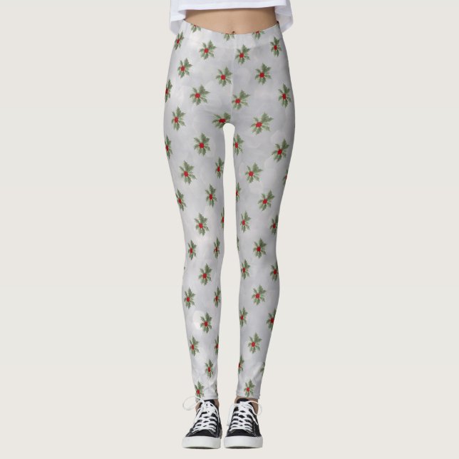 Hiver Holly Berry Leggings Motifs (Devant)