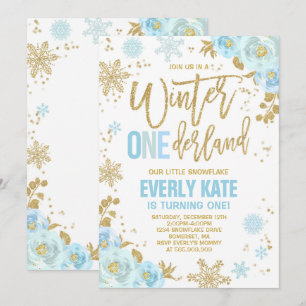 Hiver Invitation d'anniversaire ONE derland Blue &