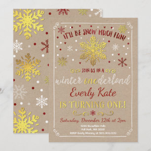 Hiver Invitation d'anniversaire ONE derland Red & 