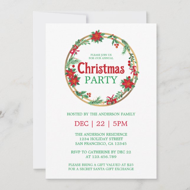 Hiver Moderne Élégante Fête de Noël Invitation (Devant)