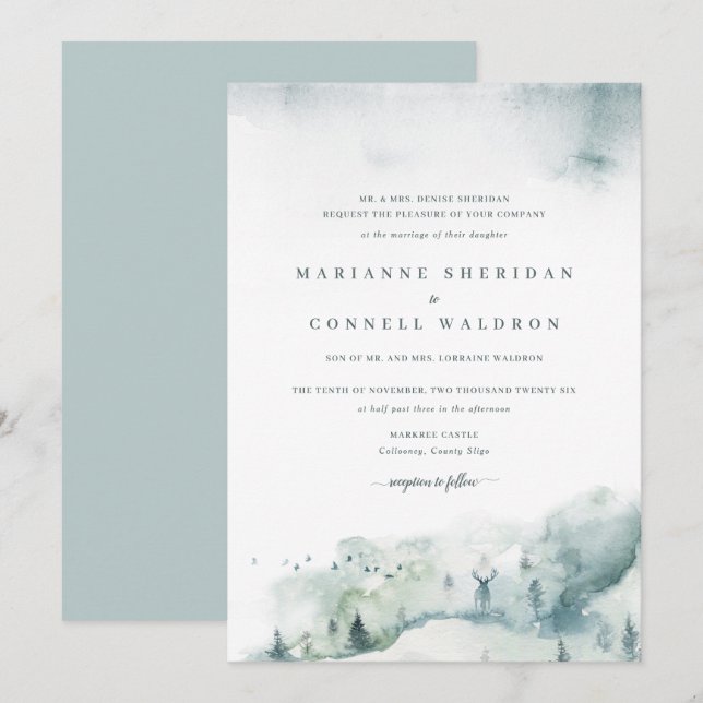 Hiver Mystère I Faire-part de mariage Formel (Devant / Derrière)