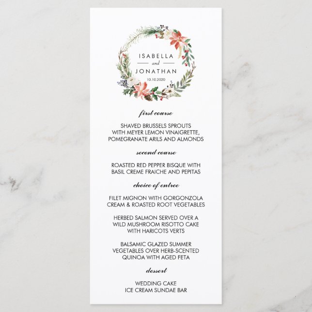 Hiver Mystique  | Menu de mariage (Devant)