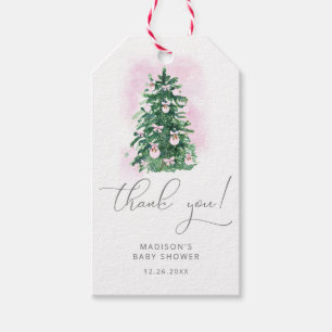 Hiver Noël arbre merci étiquettes cadeaux