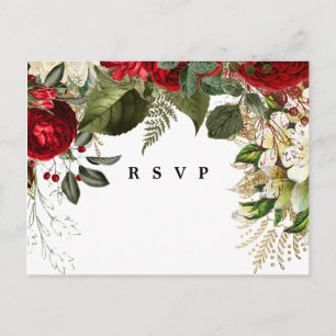 hiver noël floraux mariage rsvp carte postale