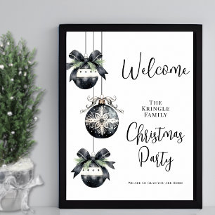 Hiver Noir Blanc Noël Affiche de bienvenue