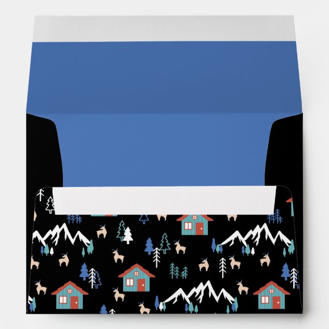Hiver Nuit Cerf Forêt Cabine Motif I Enveloppe (Dos (Bas))