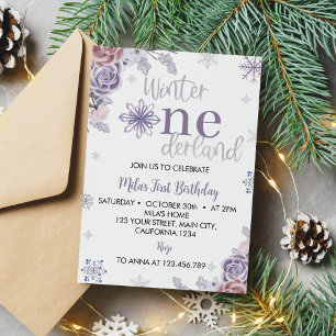 Hiver Onderland Neige Anniversaire Fête Invitation