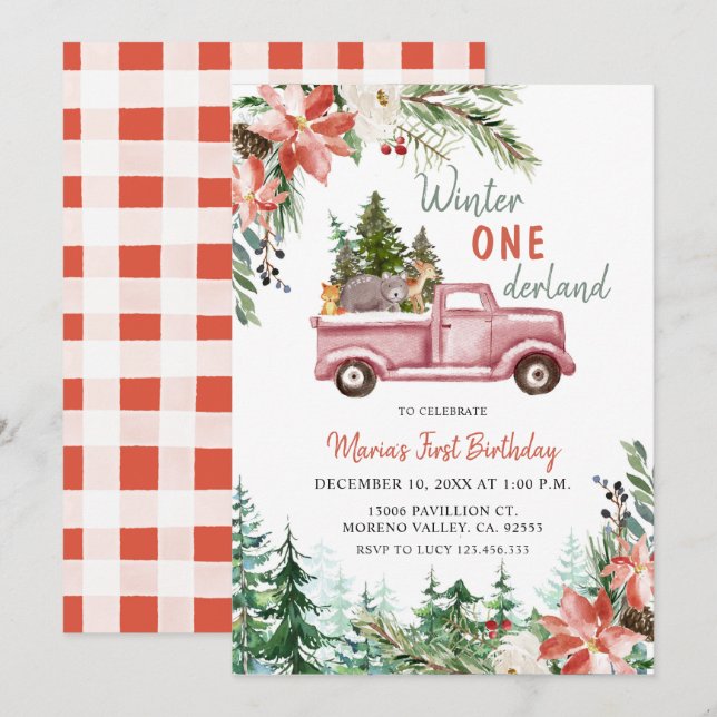 Hiver ONE derland Anniversaire Fête Invitation (Devant / Derrière)