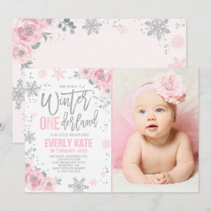 Hiver ONE derland Anniversaire Invitation Argent r